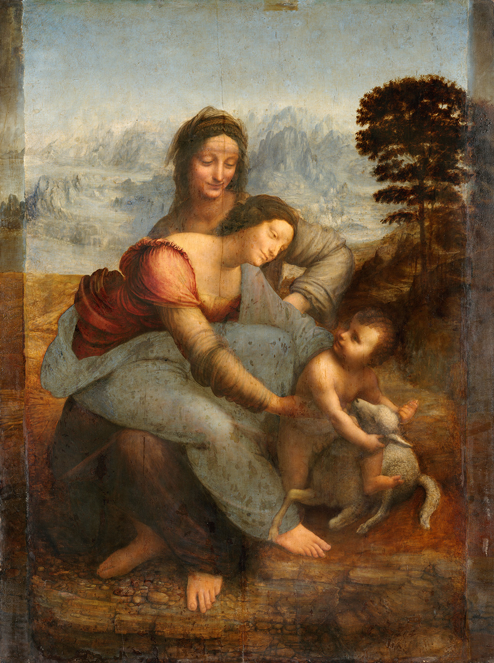 NEW ARRIVAL特価模写油絵　ダビンチ「聖アンナと聖母子」　MA267　ユーラシアアート 宗教画